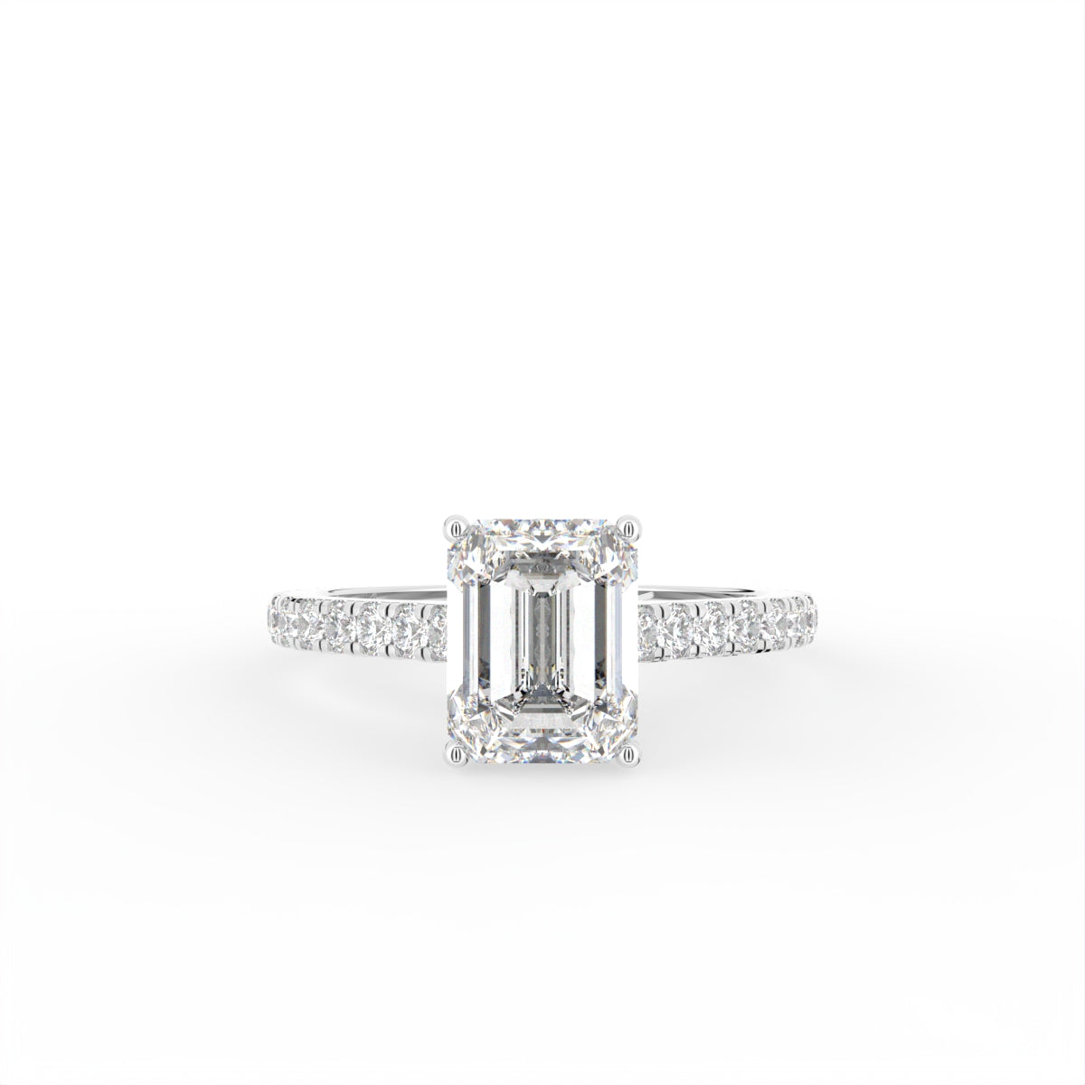 18K Solitaire Emerald Cut Diamond Ring — TOP