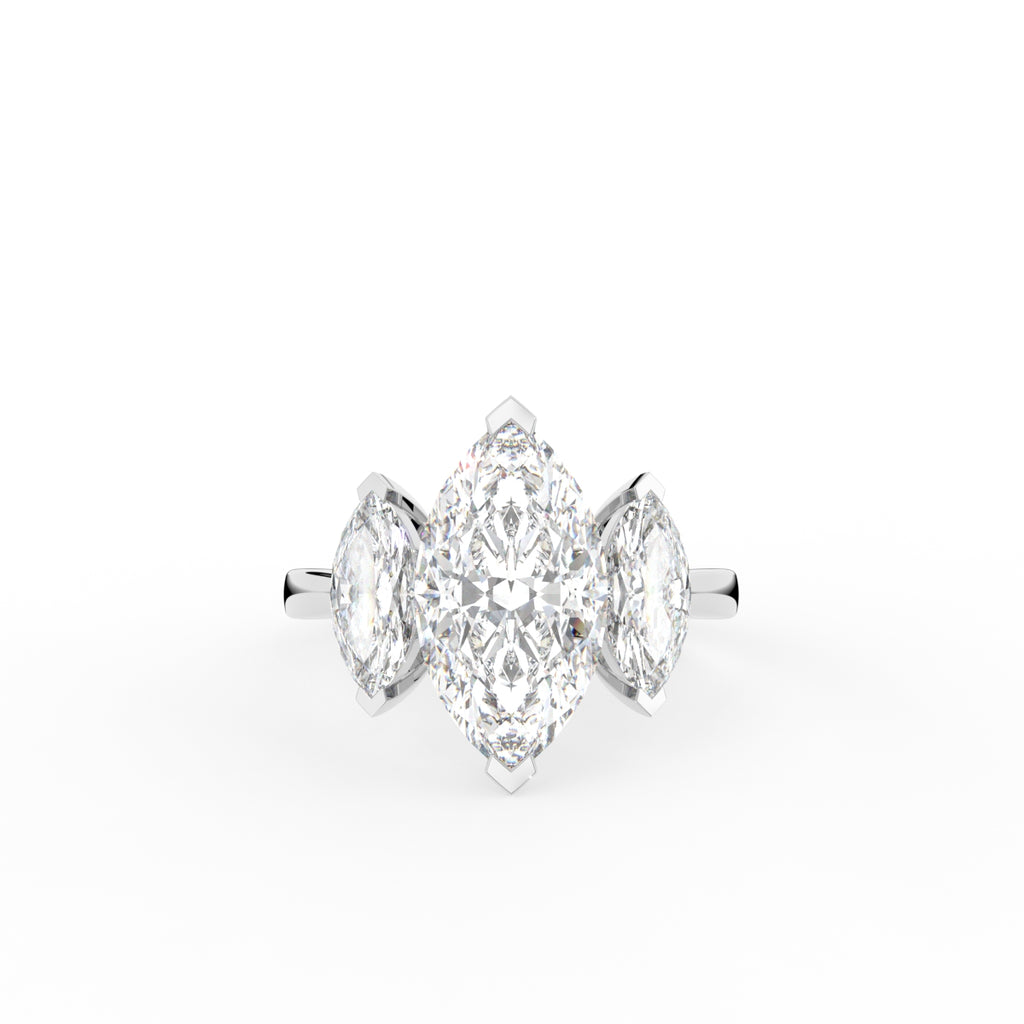 18K Trilogy Marquise Diamond Ring — TOP