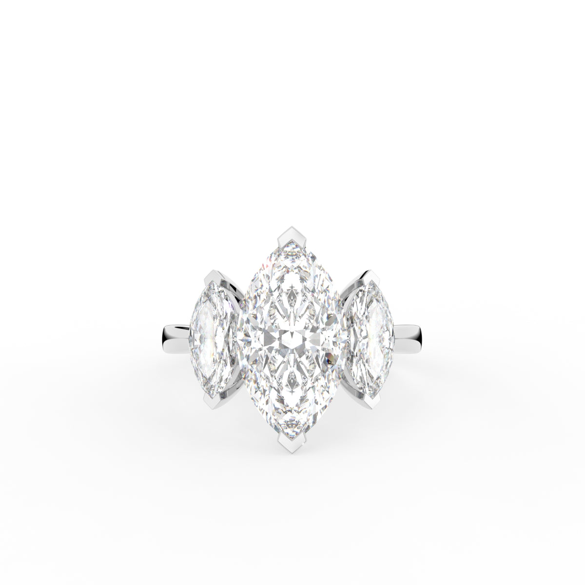 18K Trilogy Marquise Diamond Ring — TOP