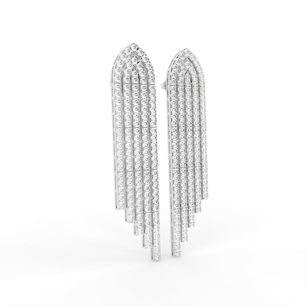 18K Bespoke Chandelier Diamond Drop Earrings — 3D VIEW