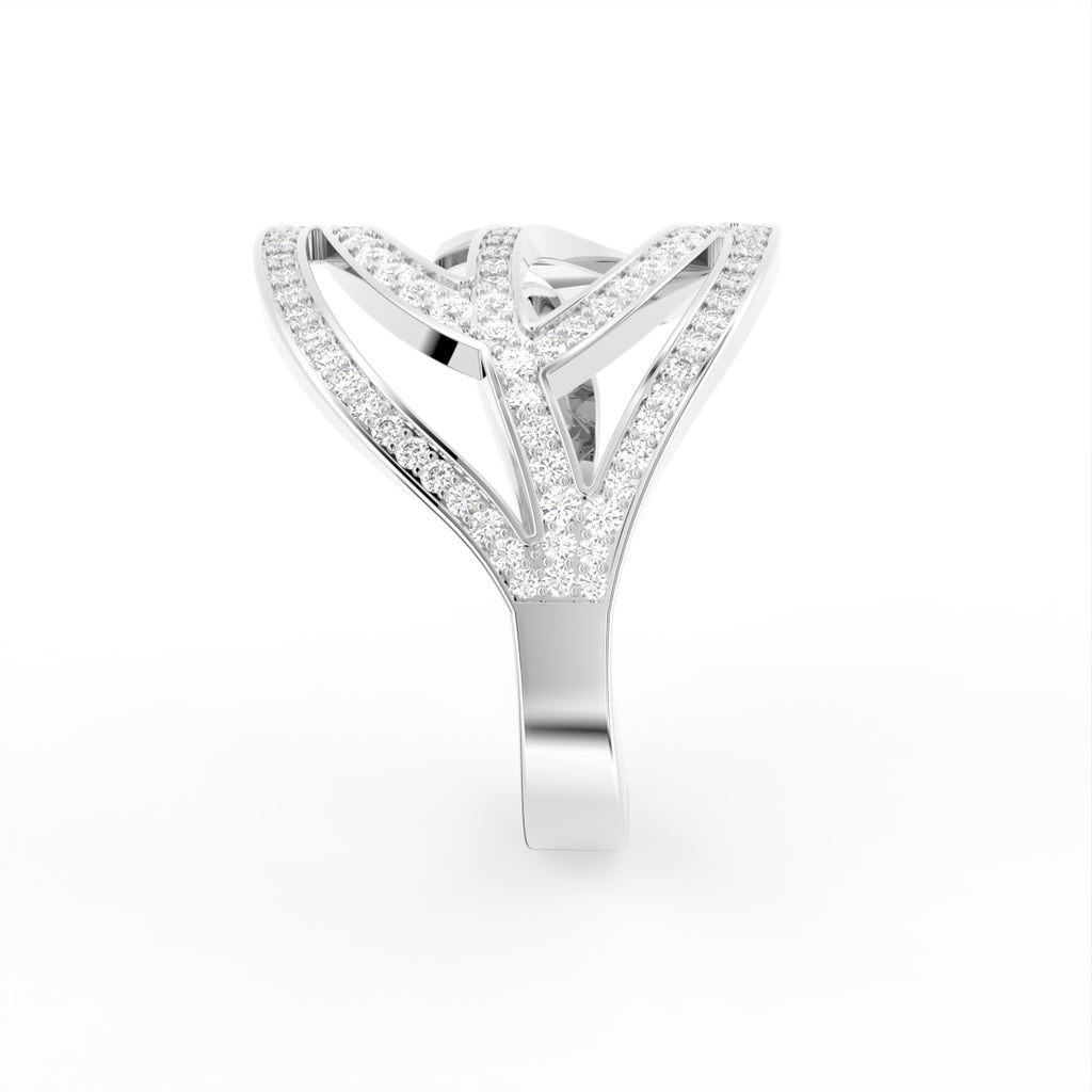 18K Bespoke Openwork Diamond Ring — SIDE