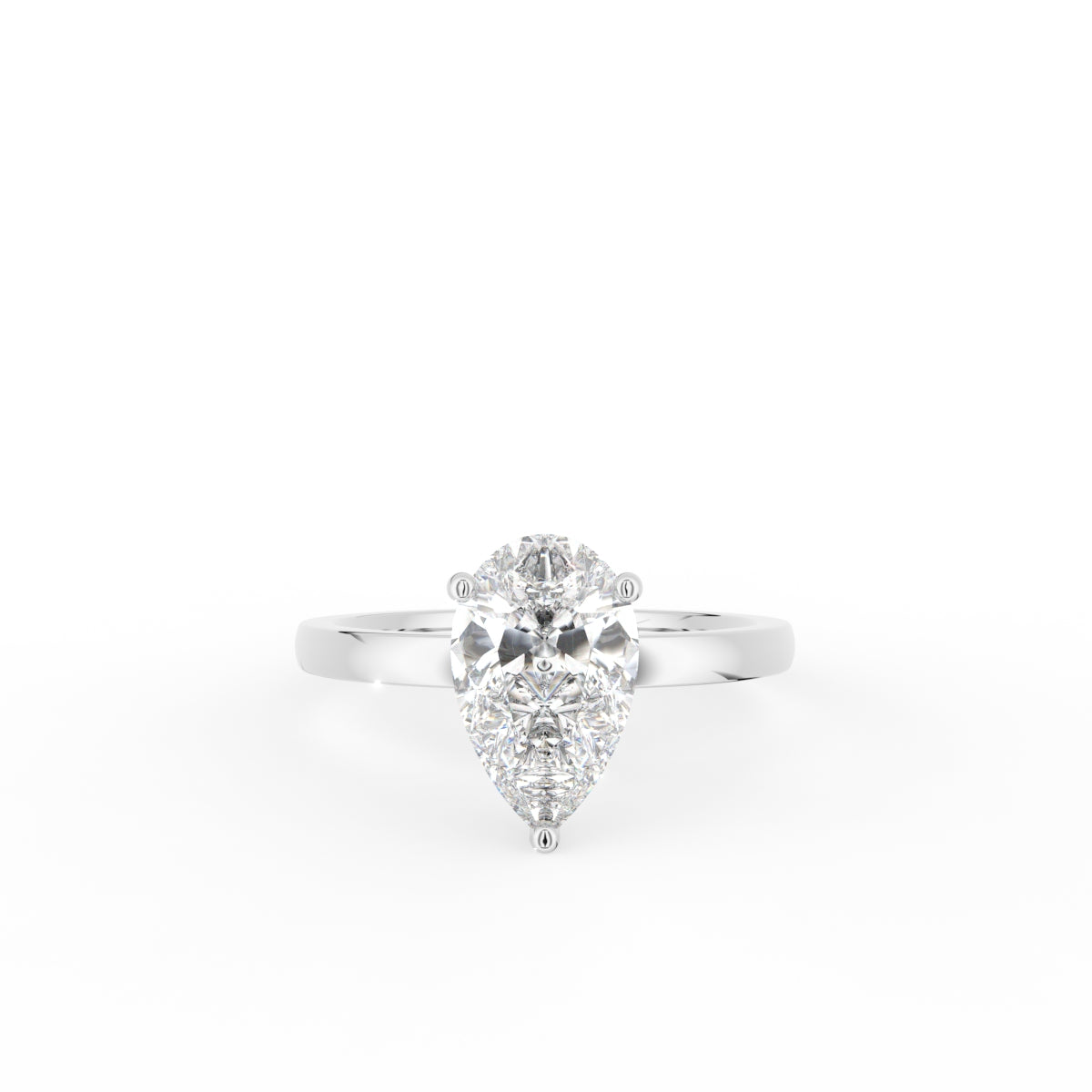 18K Solitaire Pear Diamond Engagement Ring — TOP