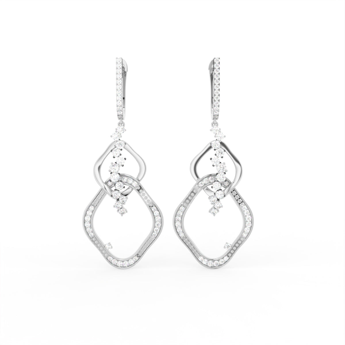 18K White Gold Diamond Drop Earrings — TOP
