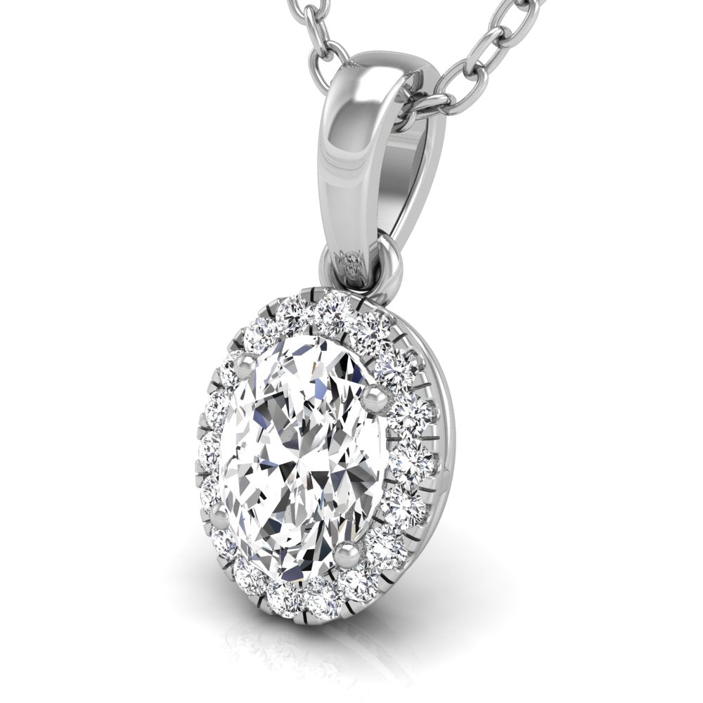 14K Halo Diamond Pendant — 3D VIEW