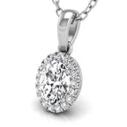 14K Halo Diamond Pendant — 3D VIEW