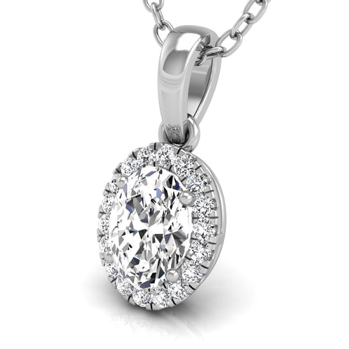 14K Halo Diamond Pendant — 3D VIEW