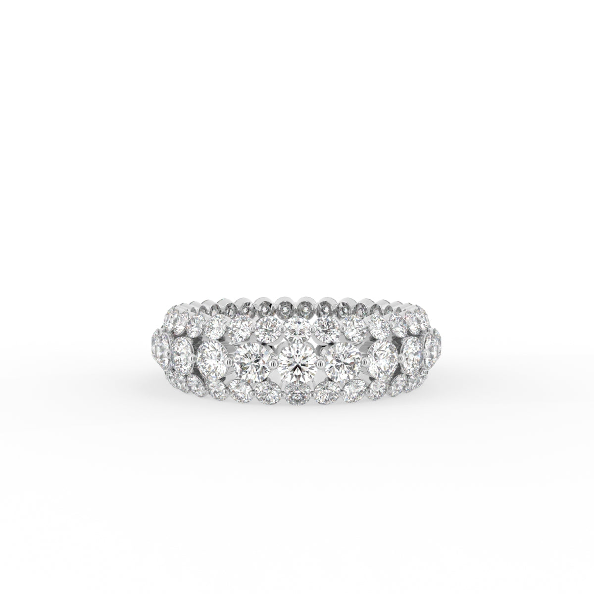18K Yellow Gold Eternity Round Diamond Band Ring — TOP