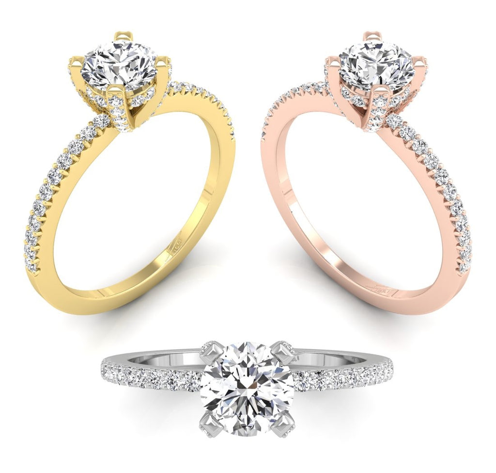 18K Round Diamond Engagement Ring — 3 COLOR