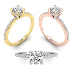 18K Round Diamond Engagement Ring — 3 COLOR