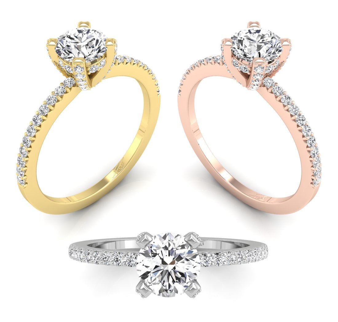18K Round Diamond Engagement Ring — 3 COLOR