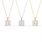 18K Halo Diamond Pendant — 3 COLOR