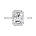 18K Halo Emerald-Cut Diamond Ring — TOP