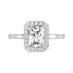 18K Halo Emerald-Cut Diamond Ring — TOP