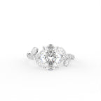 18K Oval Solitaire Pavé Diamond Ring — TOP