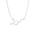 14K White Gold Serotonin Molecule Round Diamond Pendant — 3D VIEW