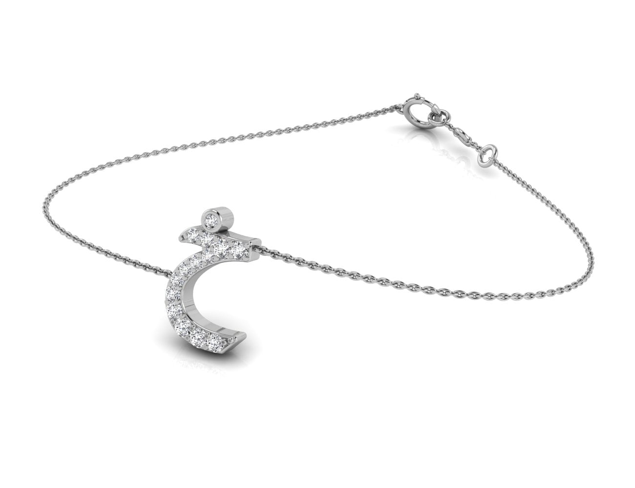 18K Arabic Alphabet Diamond Bracelet — 3D VIEW