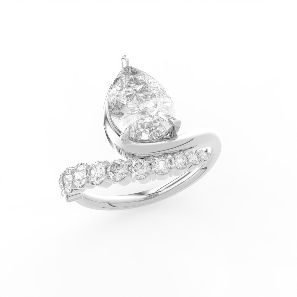 Sterling Silver Pear Diamond Ring — IMAGE URL