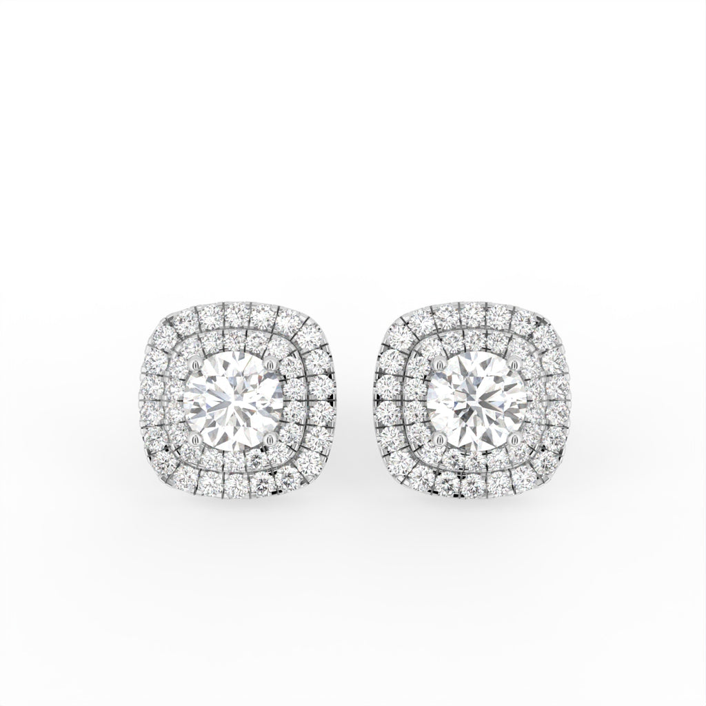 18K Halo Lab Grown Diamond Earrings — TOP
