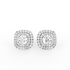18K Halo Lab Grown Diamond Earrings — TOP