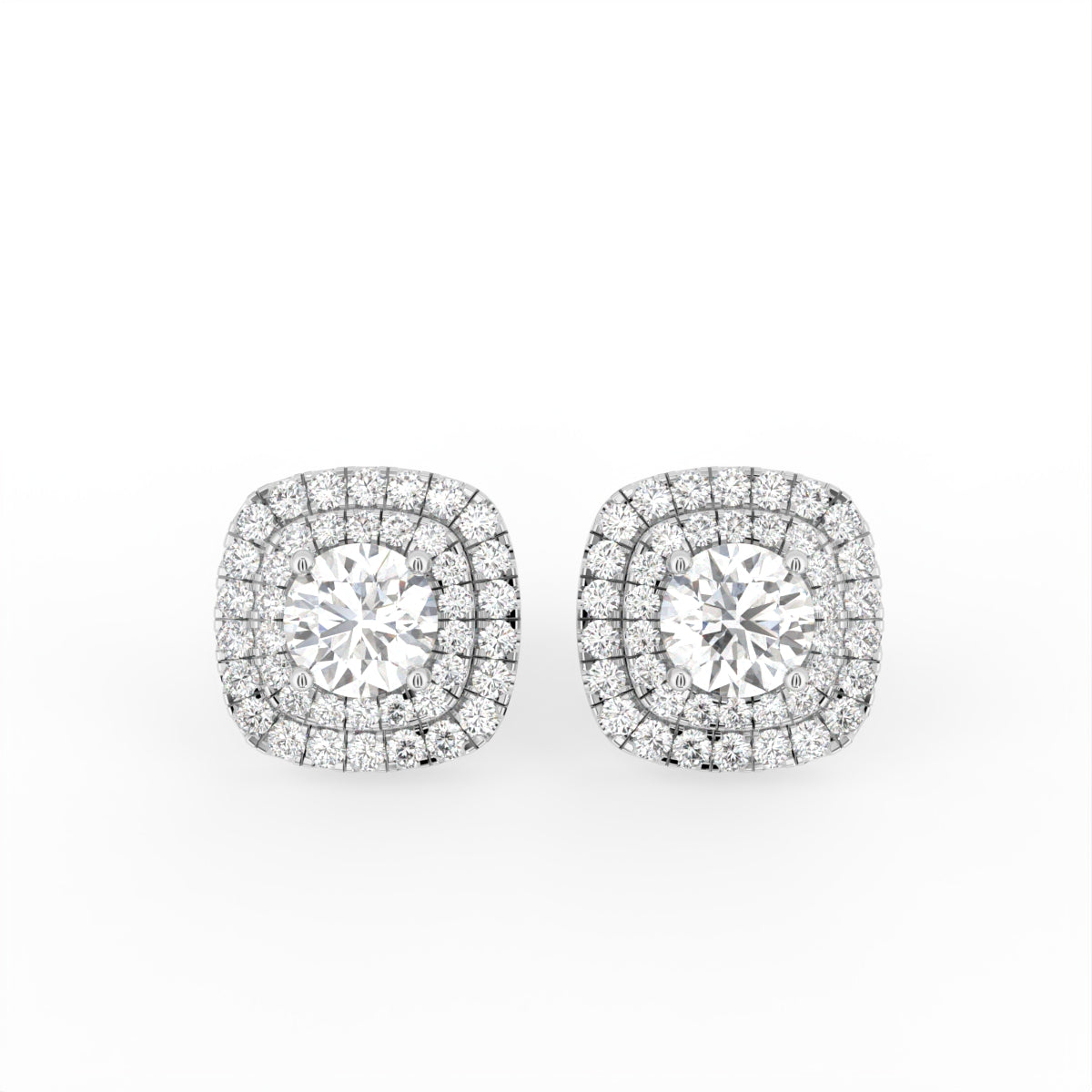 18K Halo Lab Grown Diamond Earrings — TOP