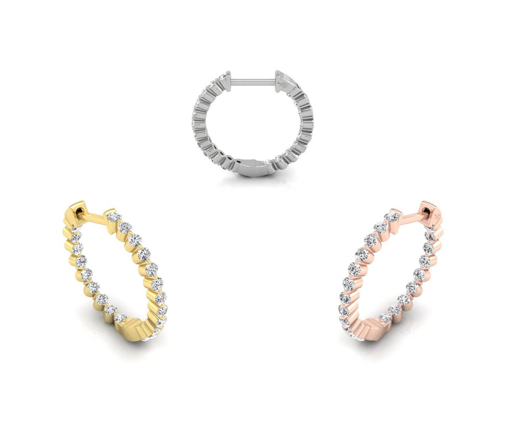 18K Diamond Hoop Earrings — 3 COLOR