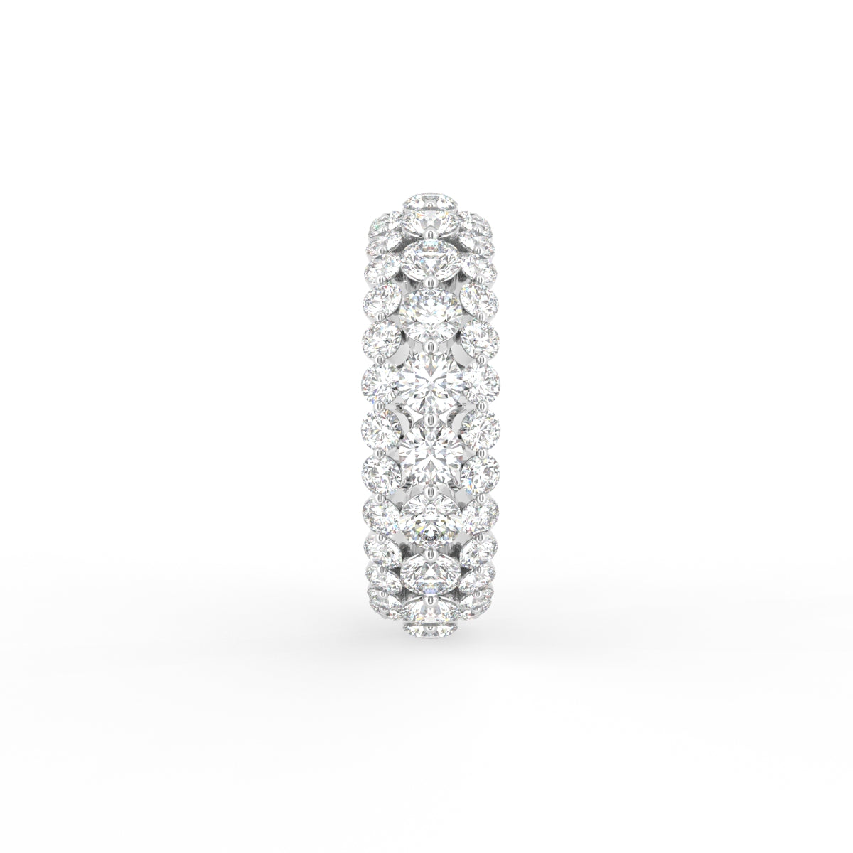 18K Yellow Gold Eternity Round Diamond Band Ring — SIDE