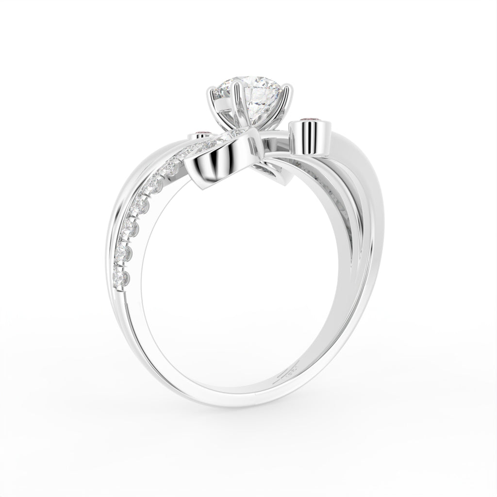 18K White Gold Round Diamond Ring — 3D VIEW