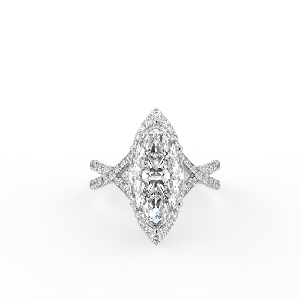 18K Solitaire Marquise Diamond Engagement Ring — TOP