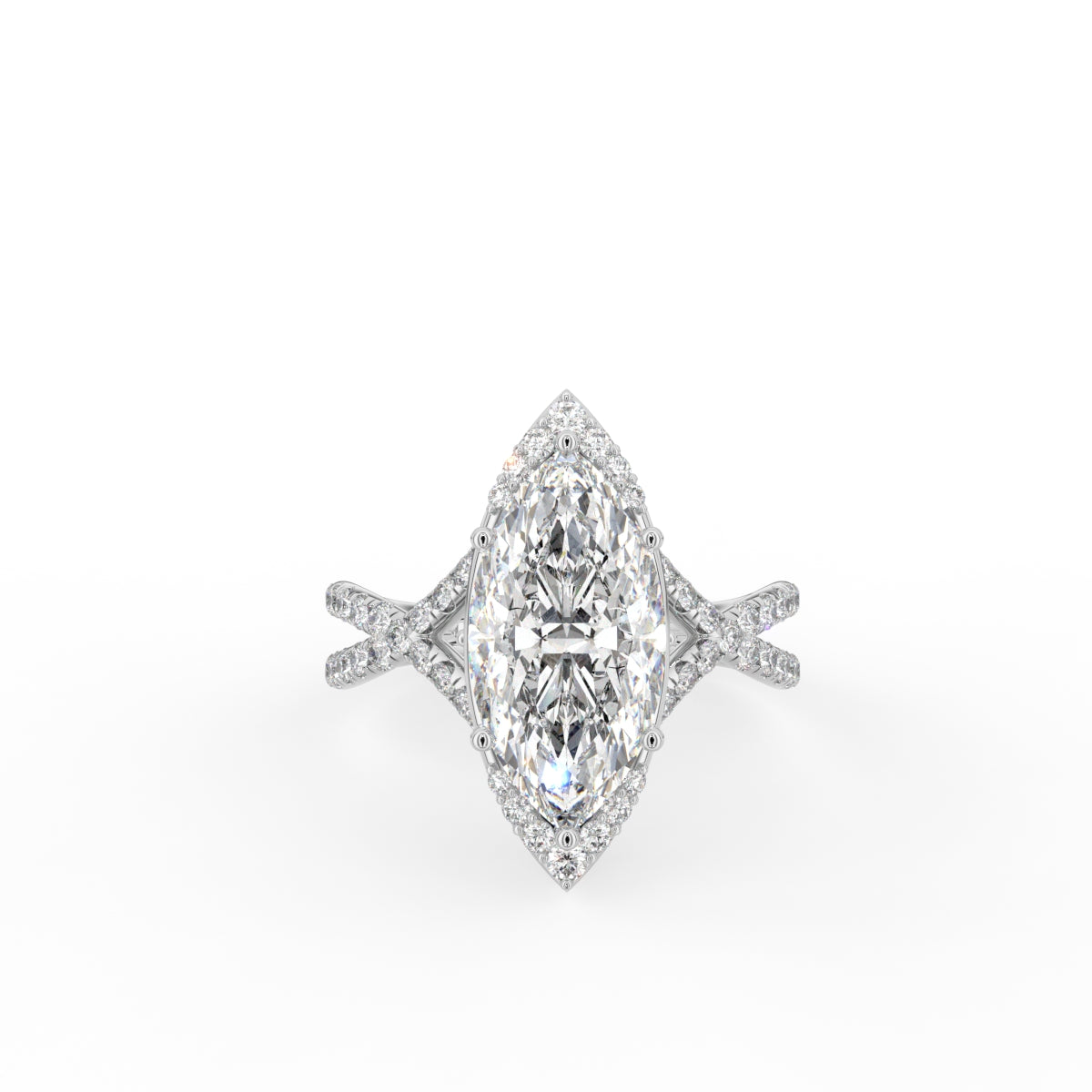 18K Solitaire Marquise Diamond Engagement Ring — TOP