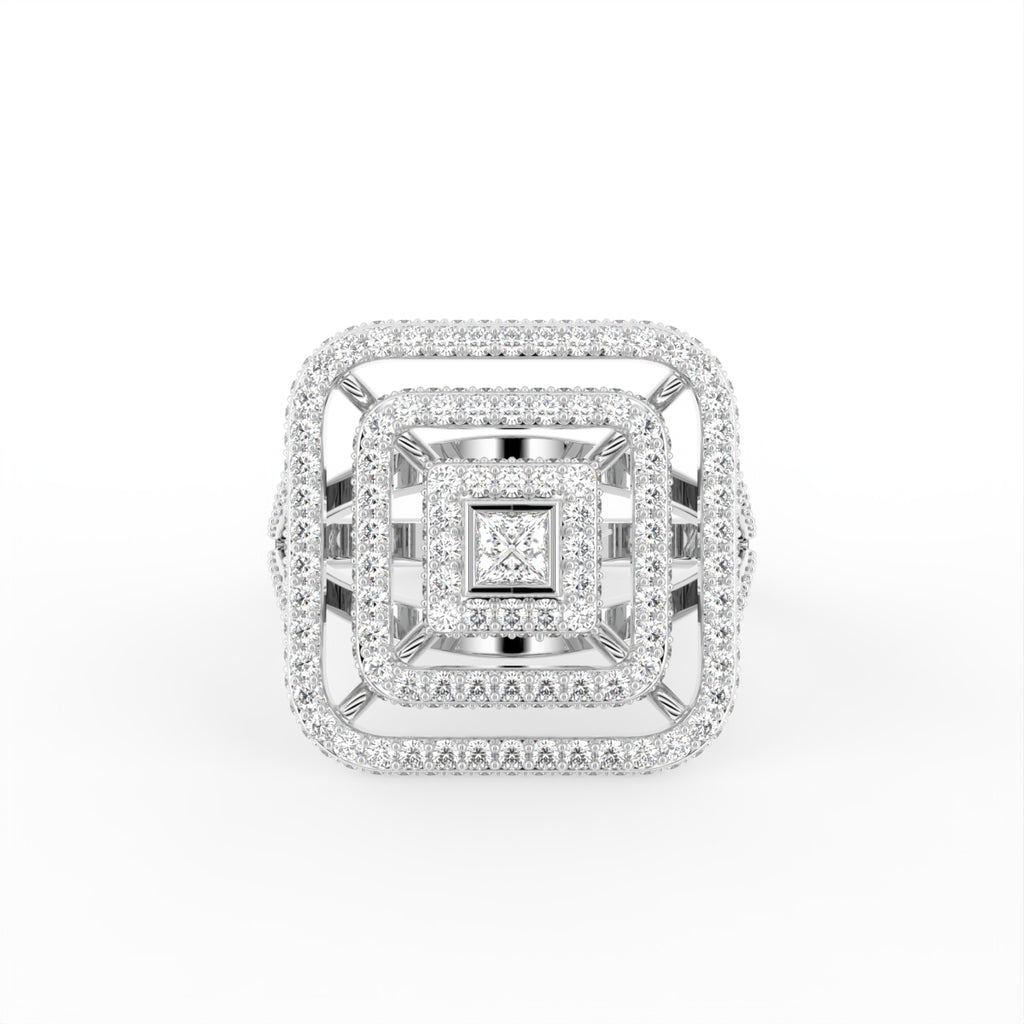 18K Geometric Diamond Ring — TOP