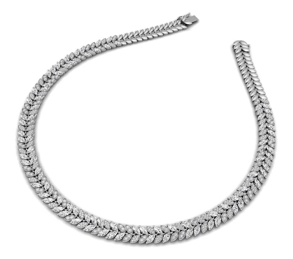 18K Oval Diamond Necklace — 3D VIEW