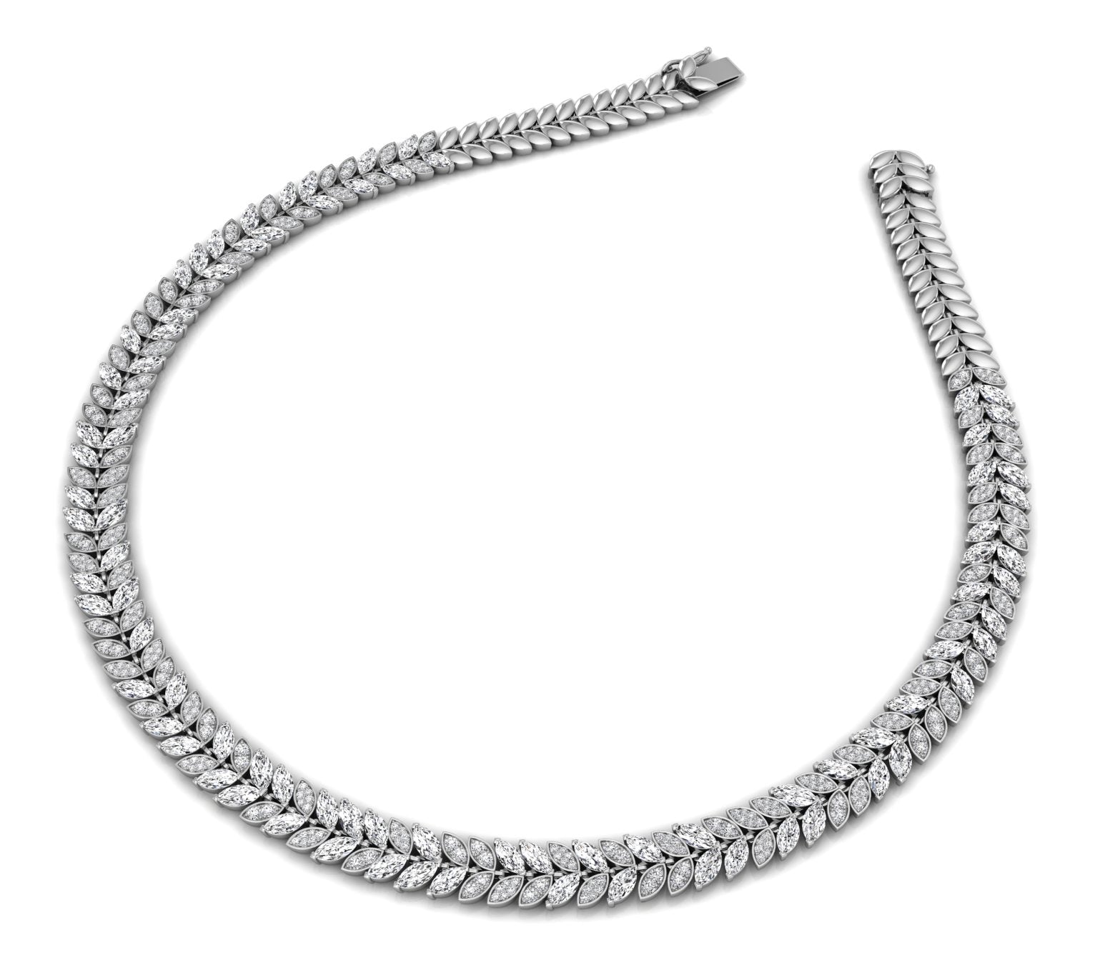 18K Oval Diamond Necklace — 3D VIEW
