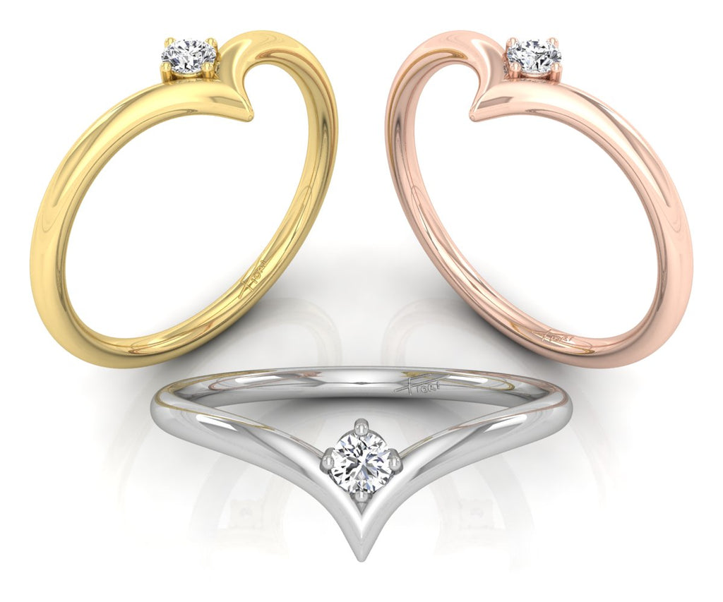 18K Solitaire Diamond Ring — 3 COLOR