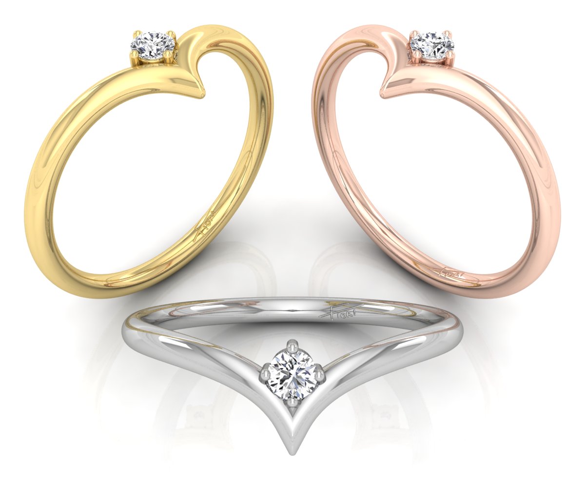 18K Solitaire Diamond Ring — 3 COLOR