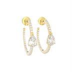 18K Pear Diamond Hoop Earrings — 3D VIEW