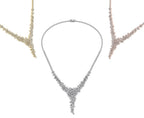 18K White Gold Round Diamond Necklace — 3 COLOR