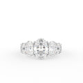 18K White Gold Shoulder Set Oval Diamond Ring — TOP