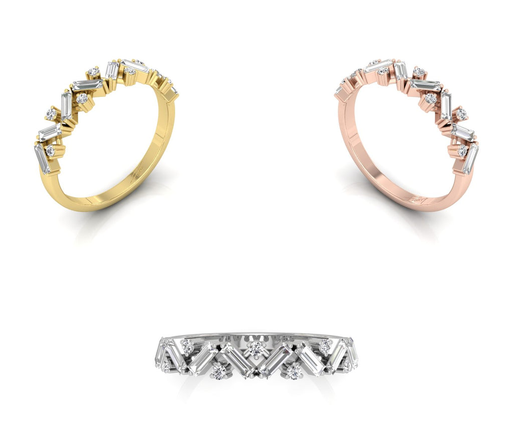 18K White Gold Baguette Diamond Eternity Ring — 3 COLOR
