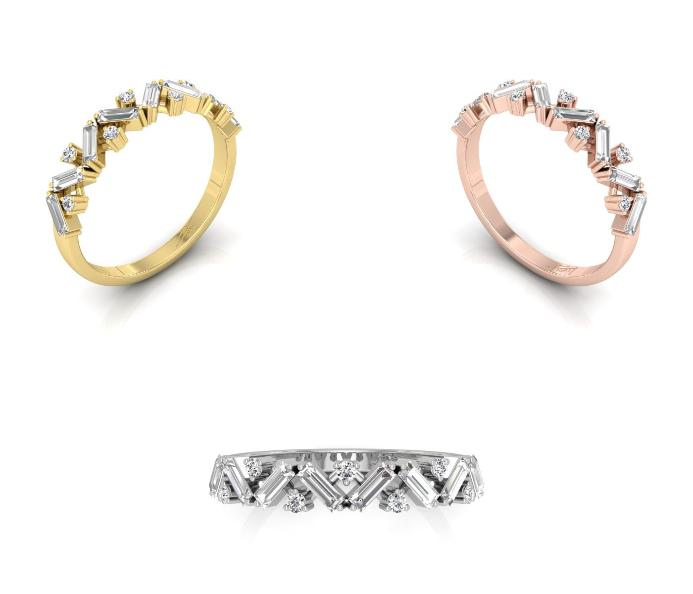18K White Gold Baguette Diamond Eternity Ring — 3 COLOR