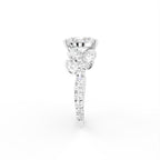 18K Oval Solitaire Pavé Diamond Ring — SIDE