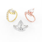 Sterling Silver Pear Diamond Ring — 3 COLOR