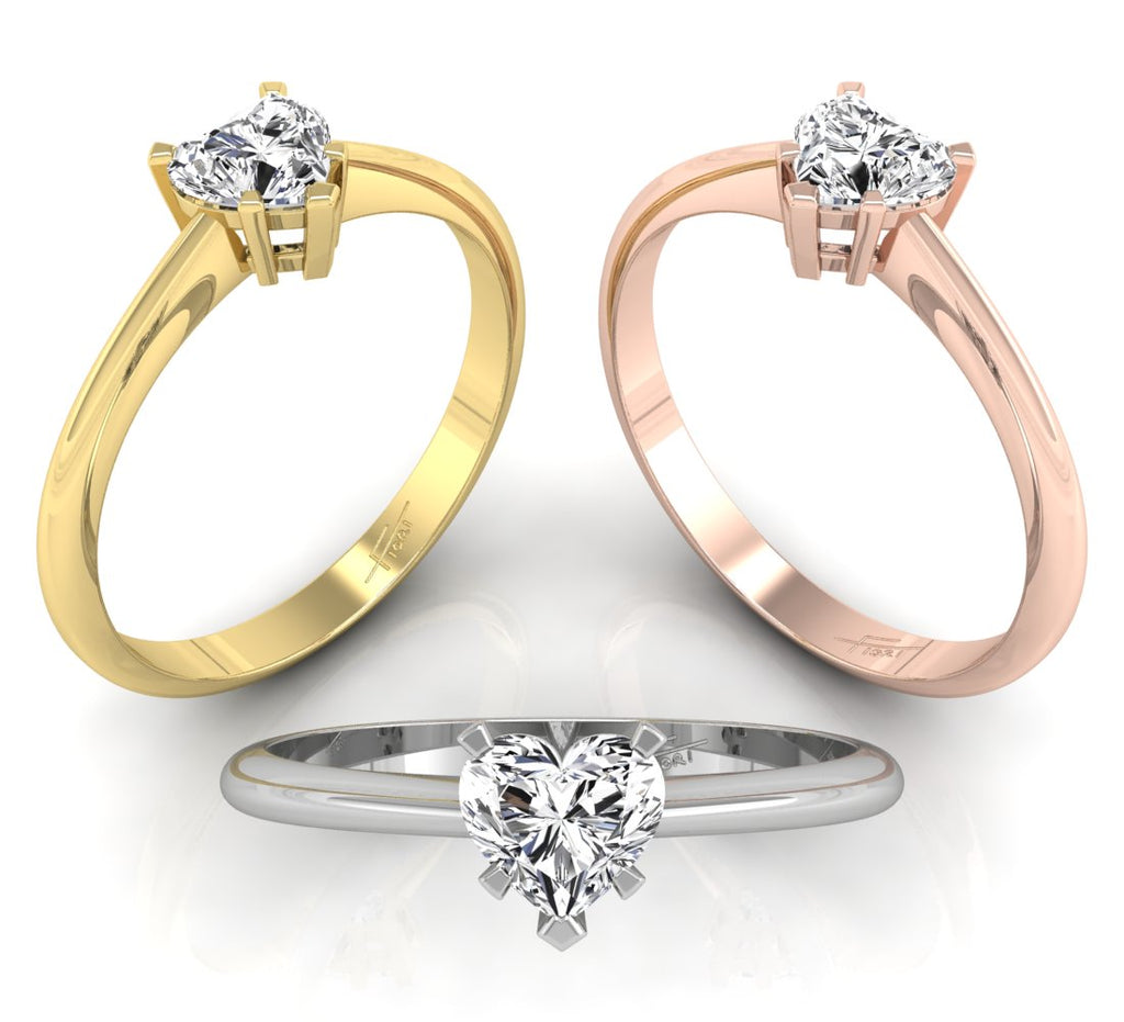 18K Solitaire Diamond Ring — 3 COLOR