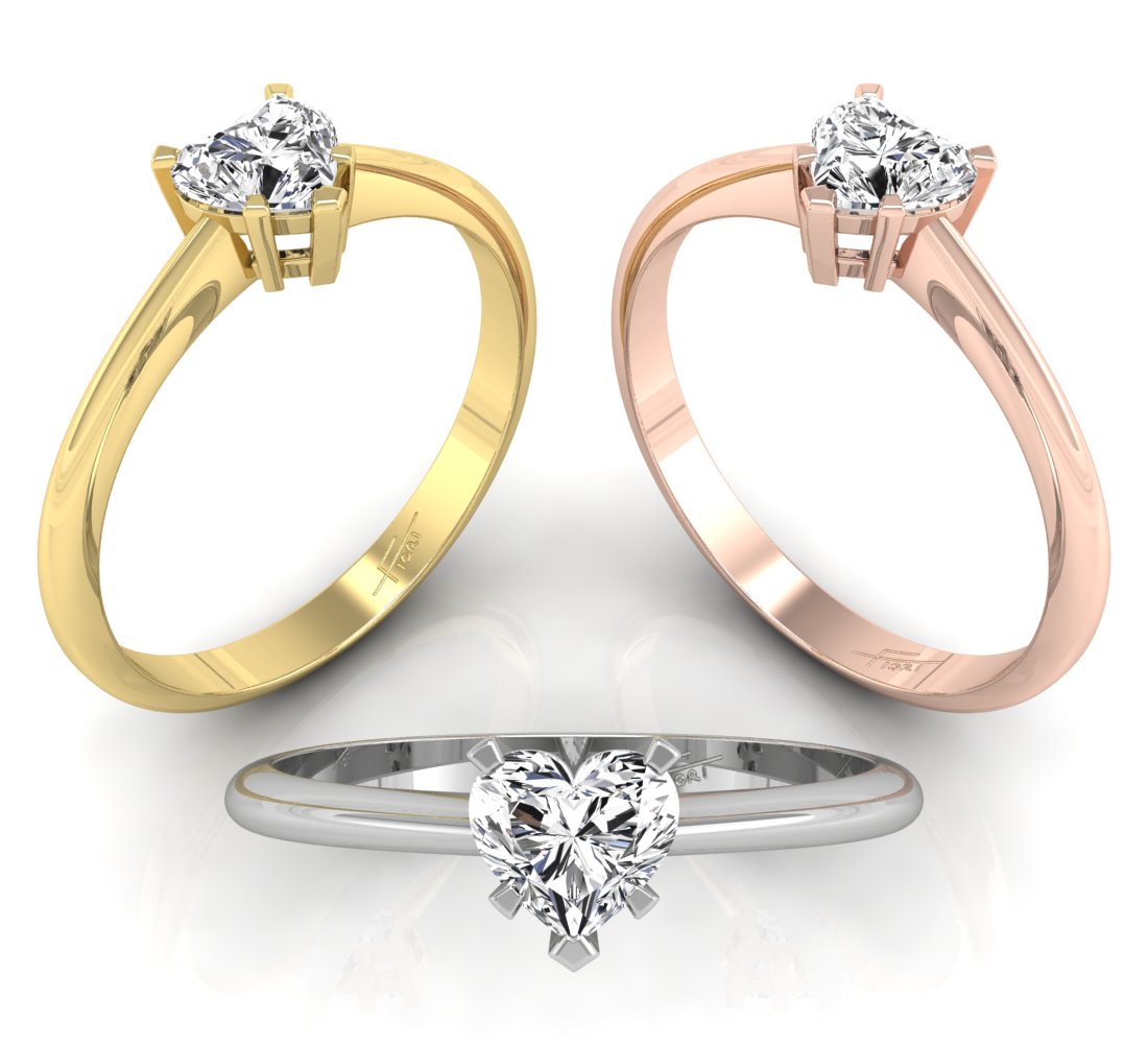 18K Solitaire Diamond Ring — 3 COLOR