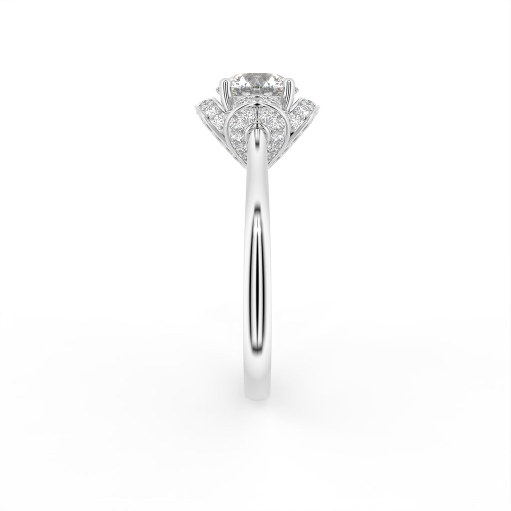 18K Halo Diamond Ring — SIDE