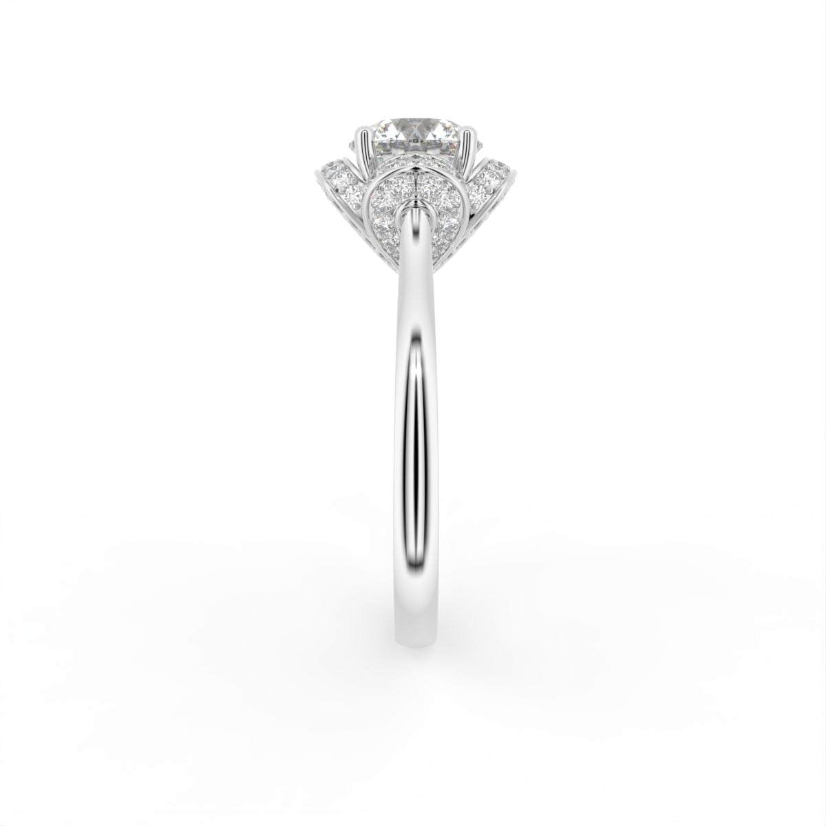 18K Halo Diamond Ring — SIDE