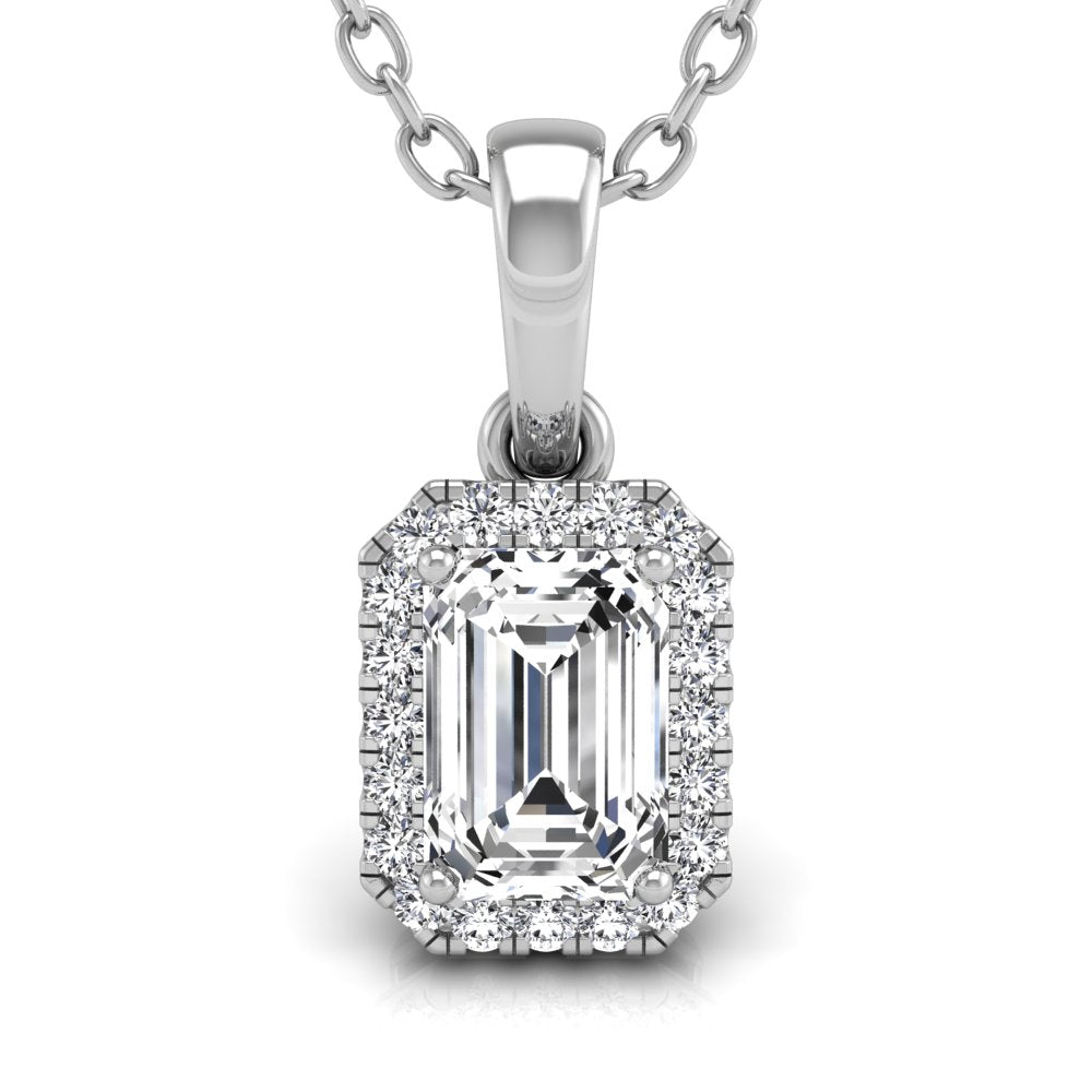 18K Halo Diamond Pendant — FRONT