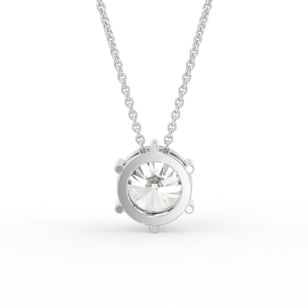 18K Round Solitaire Diamond Pendant — BACK