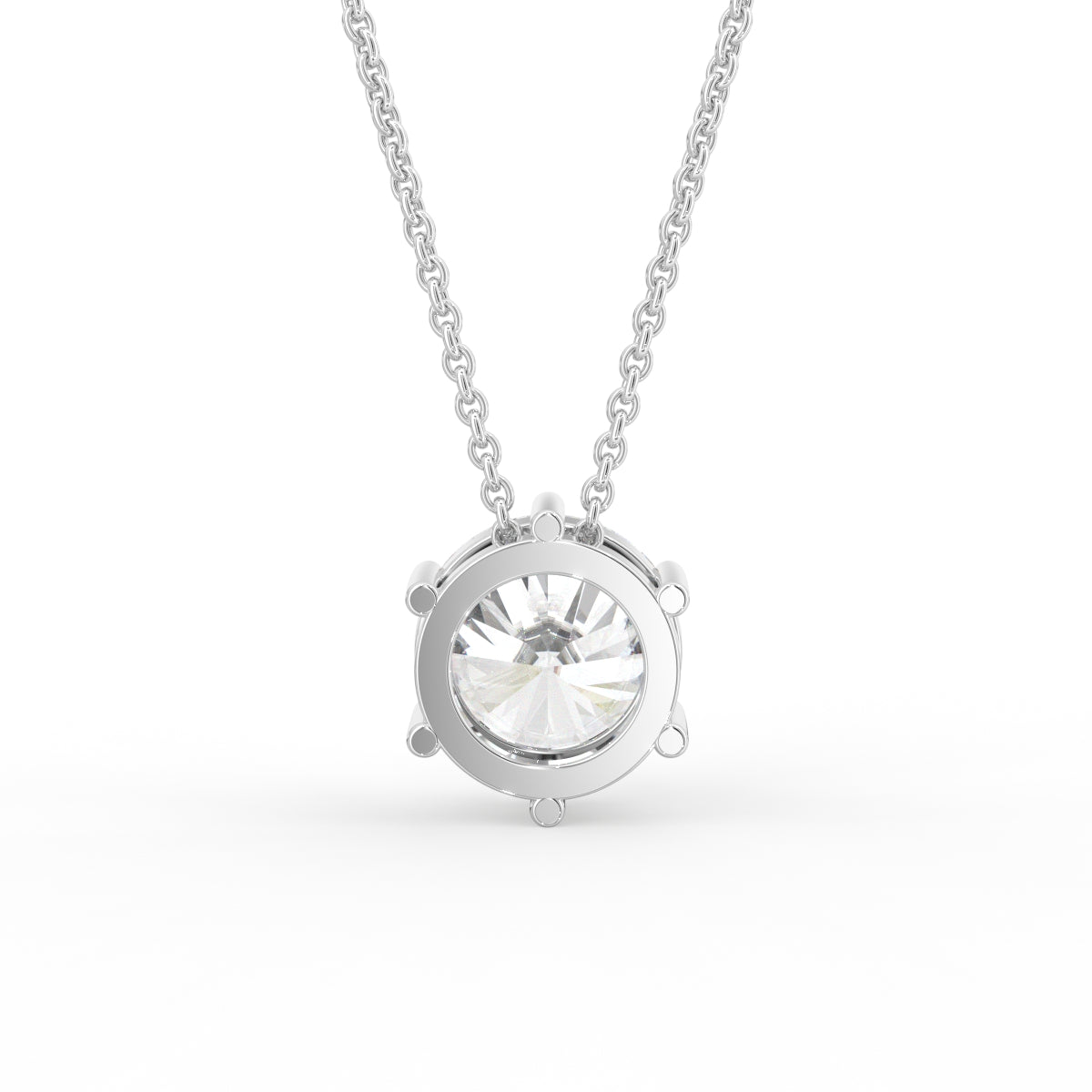 18K Round Solitaire Diamond Pendant — BACK