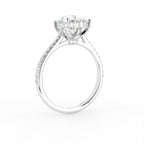 18K Oval Solitaire Pavé Diamond Engagement Ring — 3D VIEW