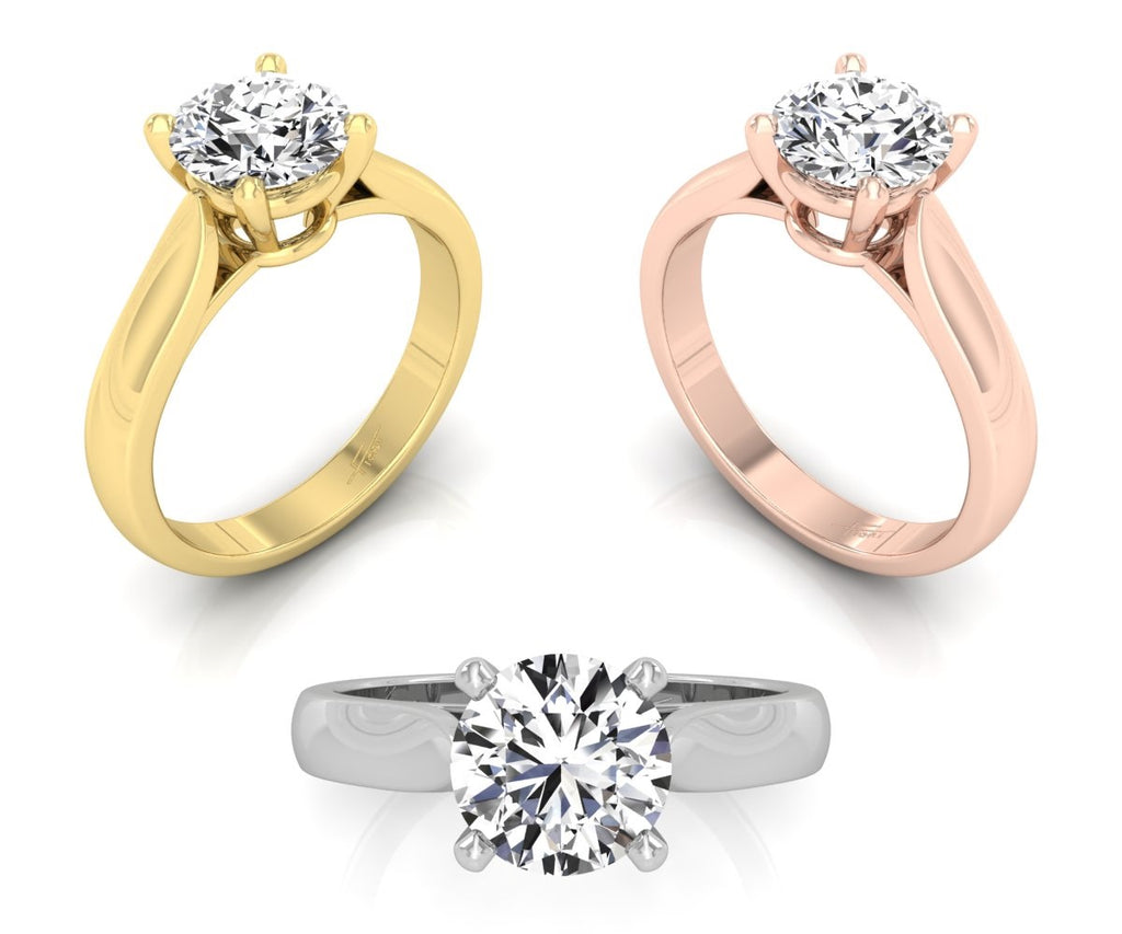 18K Solitaire Diamond Engagement Ring — 3 COLOR